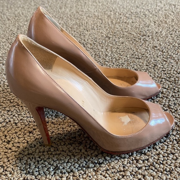 Christian Louboutin Peep Toe Heels Women's Size 37 1/2 in Good Used Condition - Picture 3 of 9